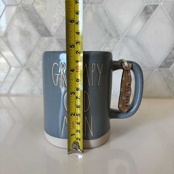 Rae Dunn Grumpy Old Man Blue and White Mug with Tie Tag New Unused - Picture 10 of 10